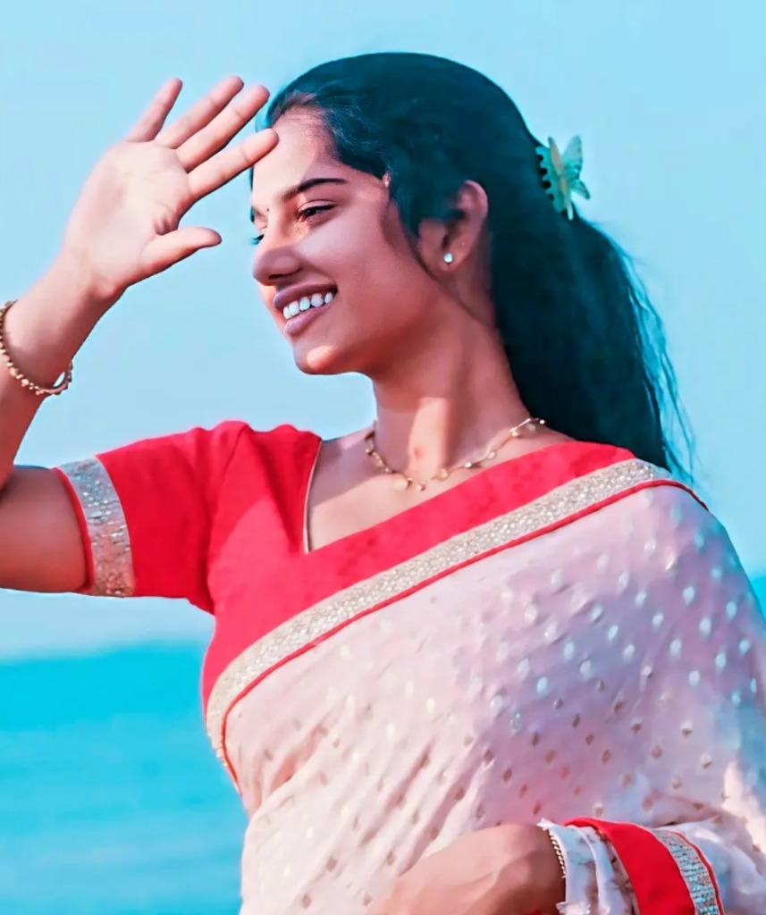 Seaside profile red saree